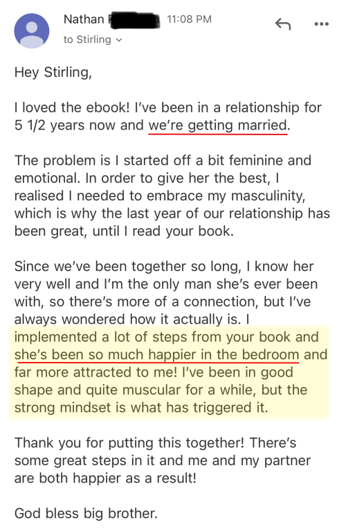 He’s getting married because of the mindset he learned in the book.